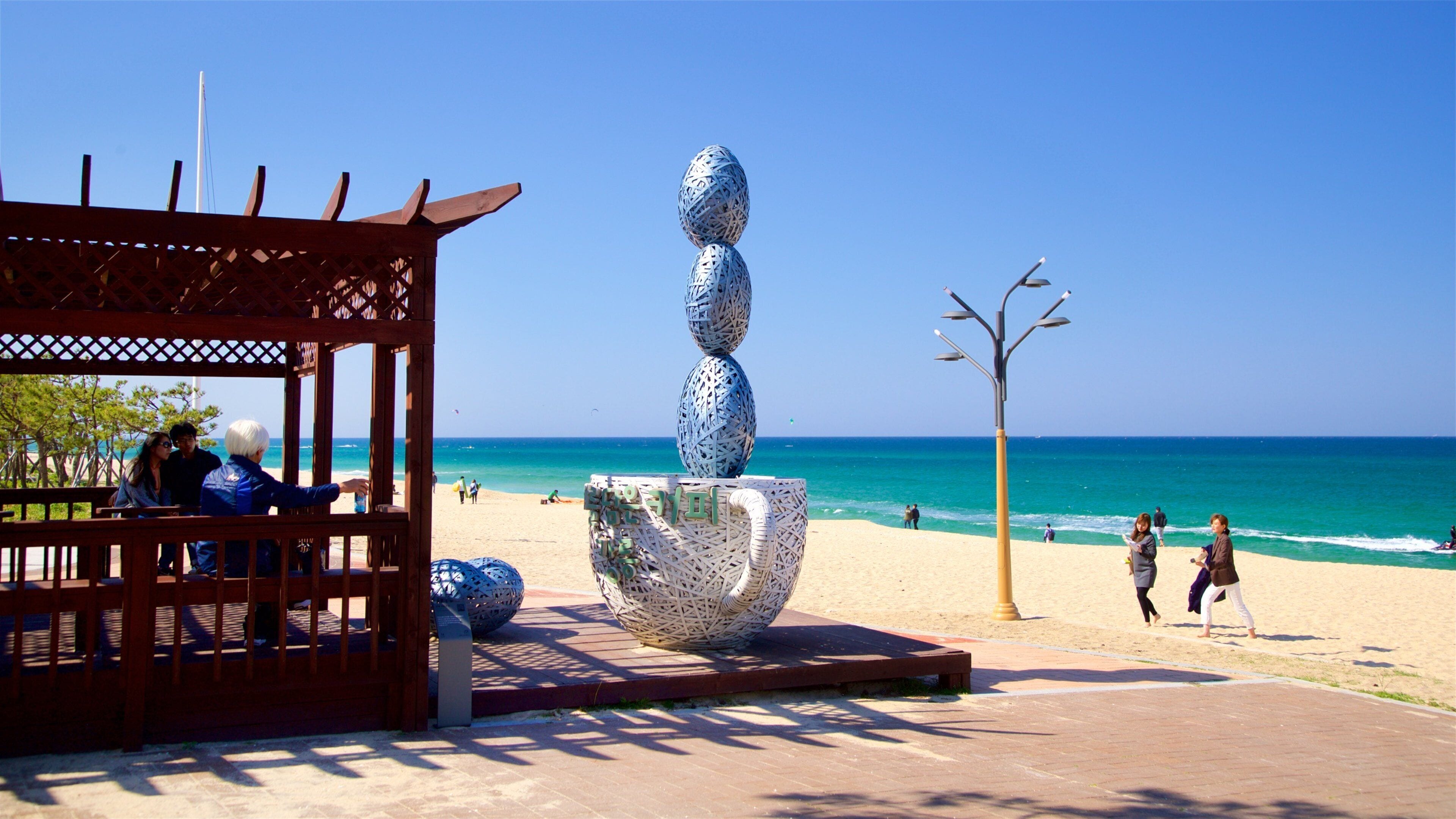 Anmok Beach featuring outdoor art, a beach and general coastal views