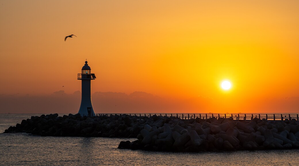 Sunrise scenery at Sacheon Port in Gangneung, South Korea.