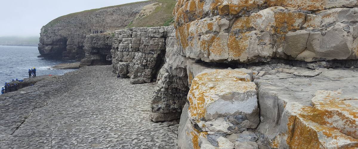 I'd never heard of this little place until Monday. A short detour downhill from the SW coastal path and you will find yourself here. This is a wave cut platform formed over thousands of years. The layered geology of the landscape is so clear to see as you climb down onto the platform or the dancefloor as it is known.