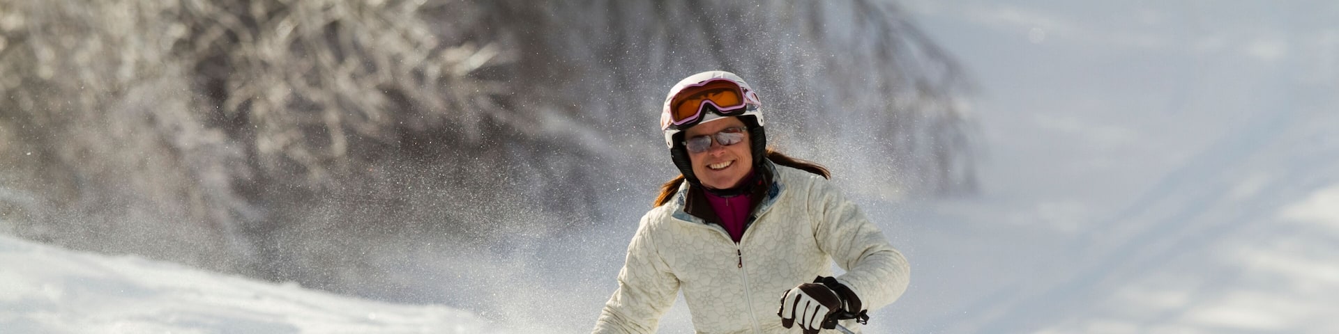 A skier comes down a frosty slope at Bretton Woods Ski area in New Hampshire's White Mountains.