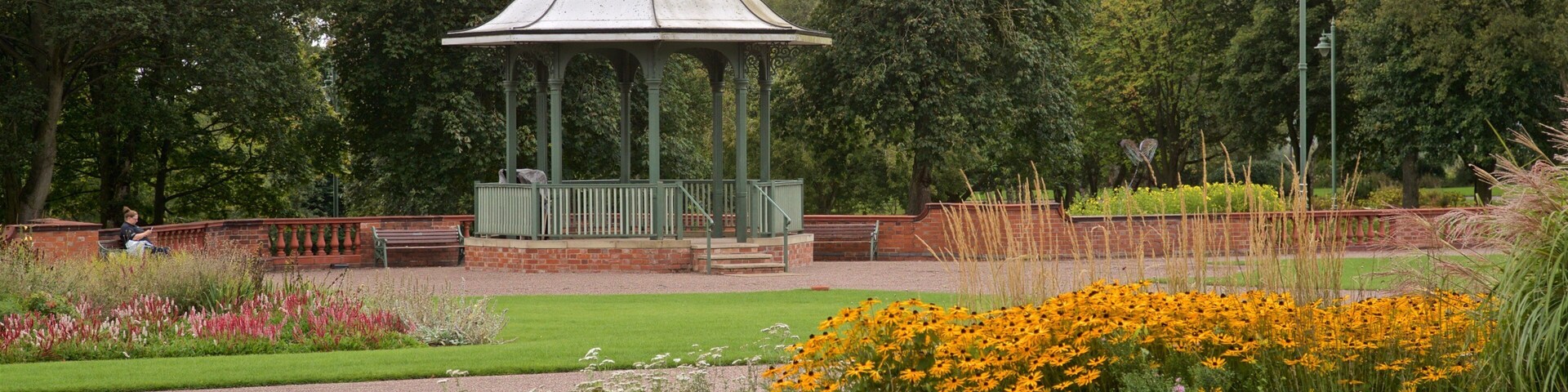 Burslem Park showing wildflowers and a garden
