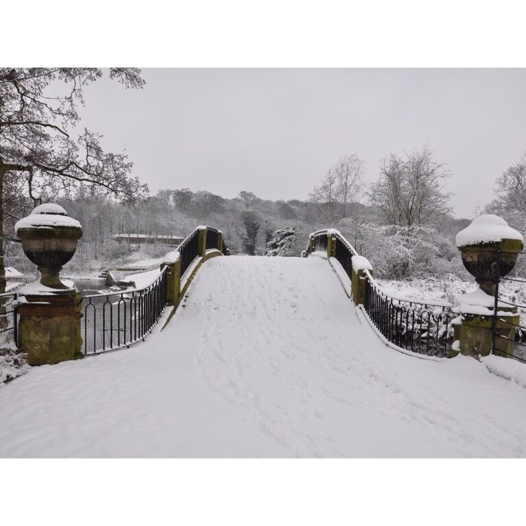 The bridge heading towards the Lower Lake at the Yorkshire Sculpture Park.