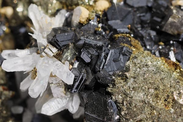 Mountain white quartz on a pyrite