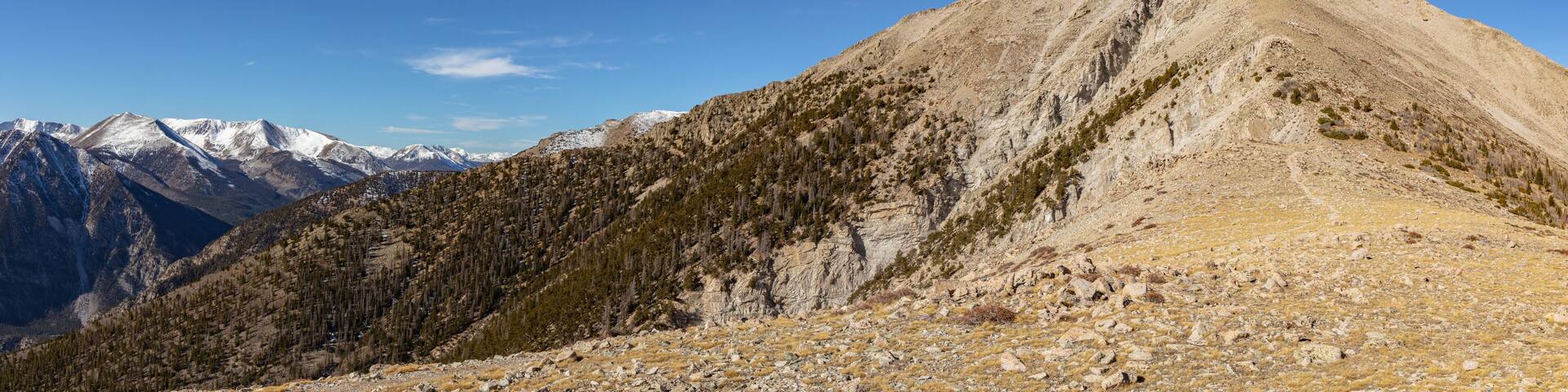 This mountain panorama features Tigger Peak under a deep blue sky, located in the Sawatch Range next to 14er Mt. Princeton.