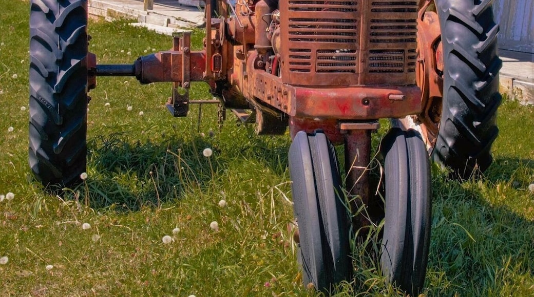 Farm equipment through out the era was part of this tour through this town