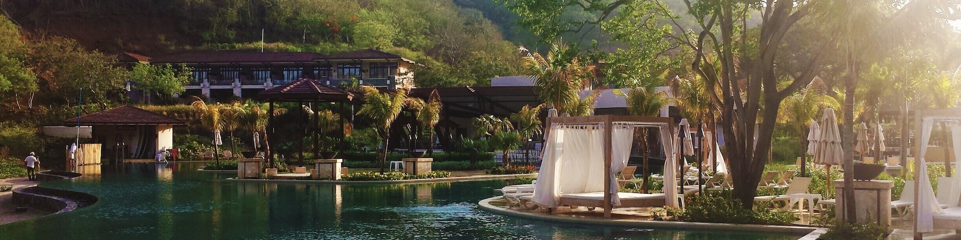 Poolside walk at Dreams Las Mareas in Costa Rica