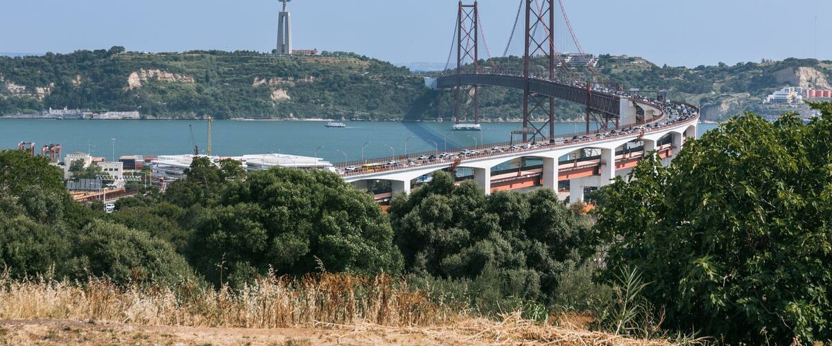 Monsanto Forest Park showing a bridge, a river or creek and landscape views