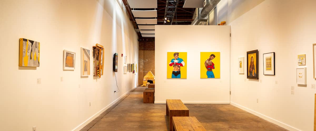Athens Institute for Contemporary Art showing interior views and art