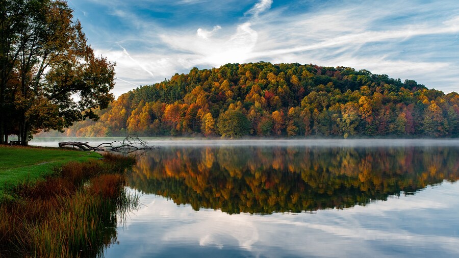 Foggy Autumn Morning - Still Waters of Big Ditch Lake - Appalachian Mountains - West Virginia