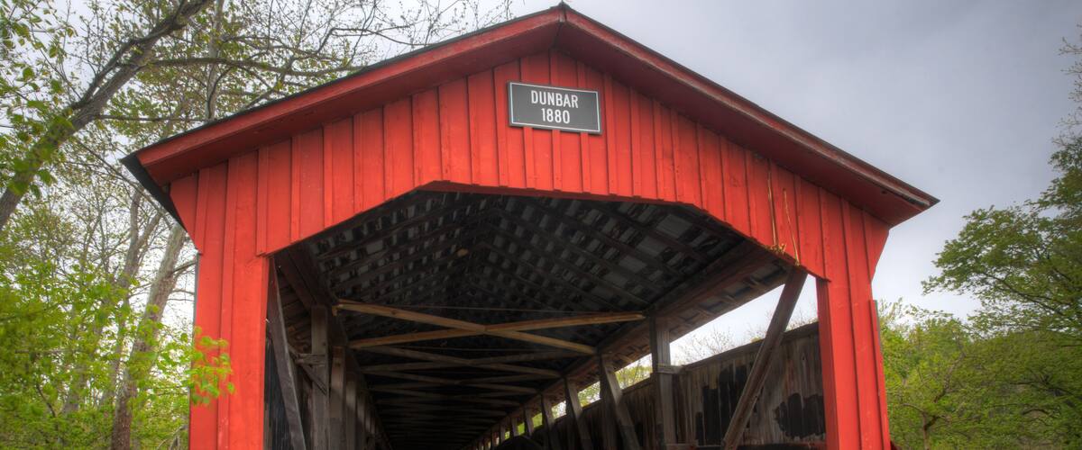 View of Dunbar Covered Bridge in Indiana, United States