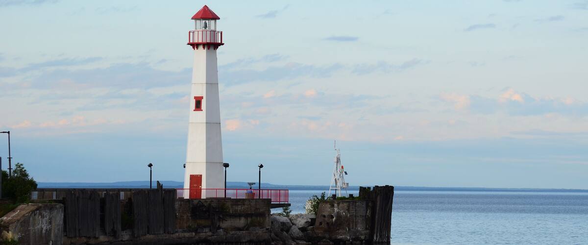 Wawatam Lighthouse in St. Ignace Michigan on Lake Huron