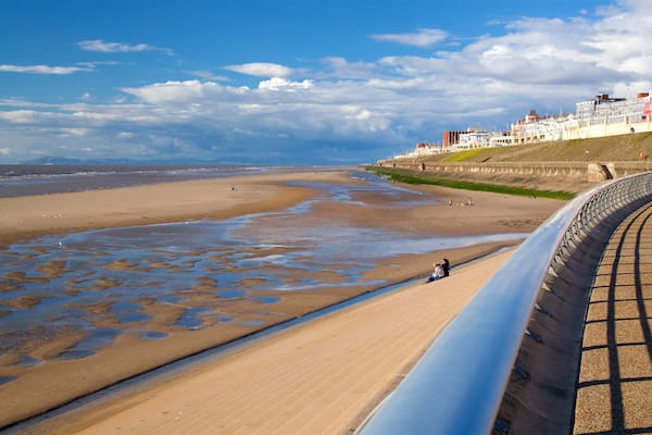 Blackpool North Shore Beach showing a sandy beach, general coastal views and a coastal town
