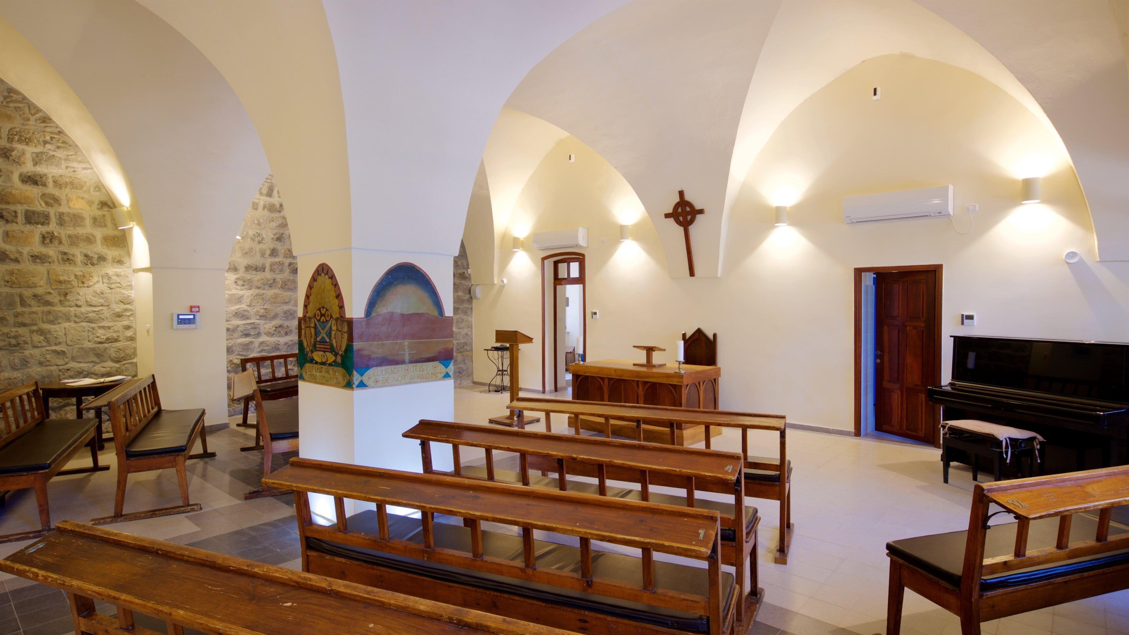 St. Andrew’s Church of Scotland, Tiberias showing a church or cathedral and interior views