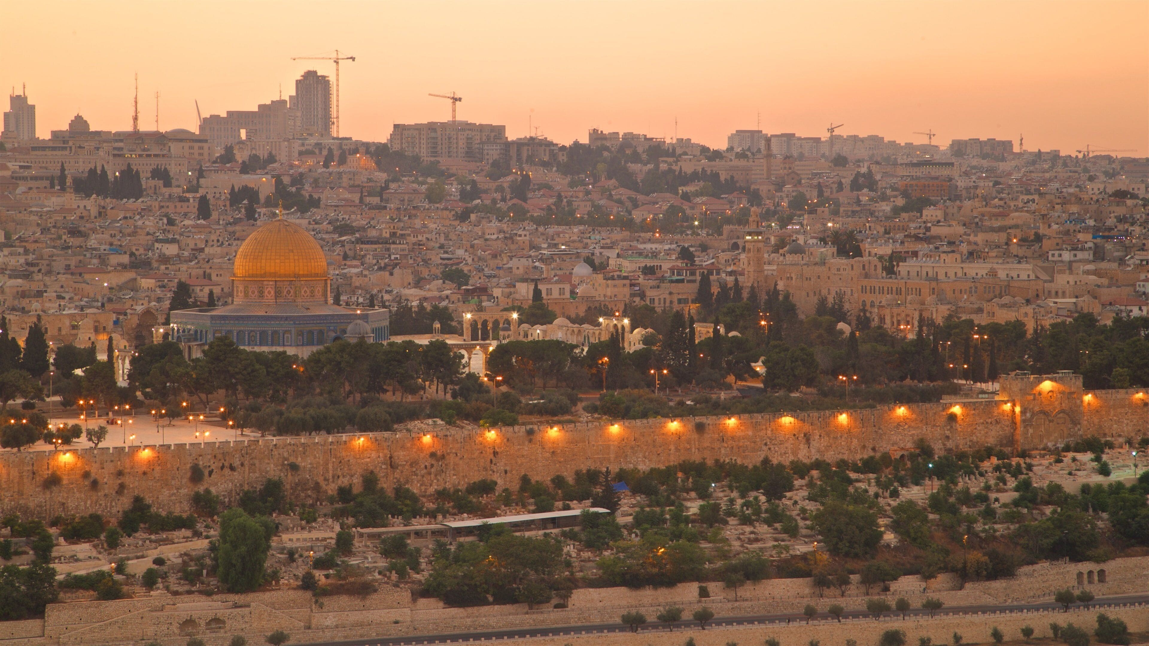 Mount of Olives featuring a city, a sunset and landscape views