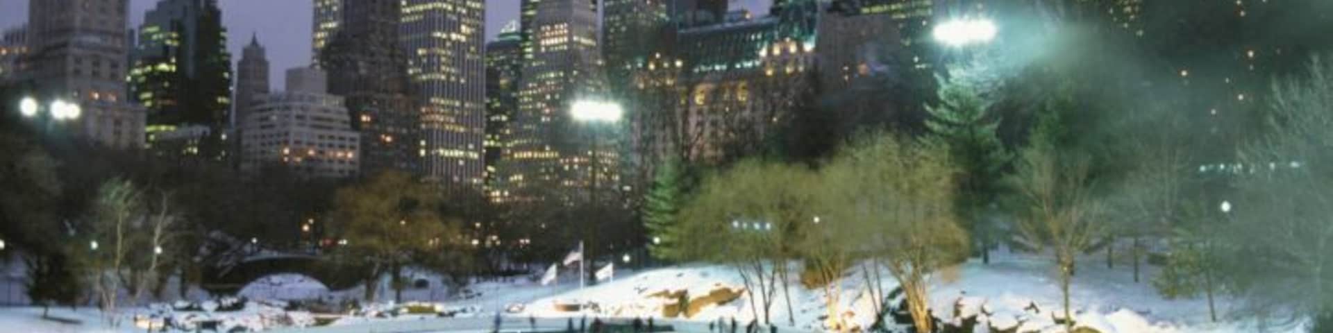 Ice skating in central park by night