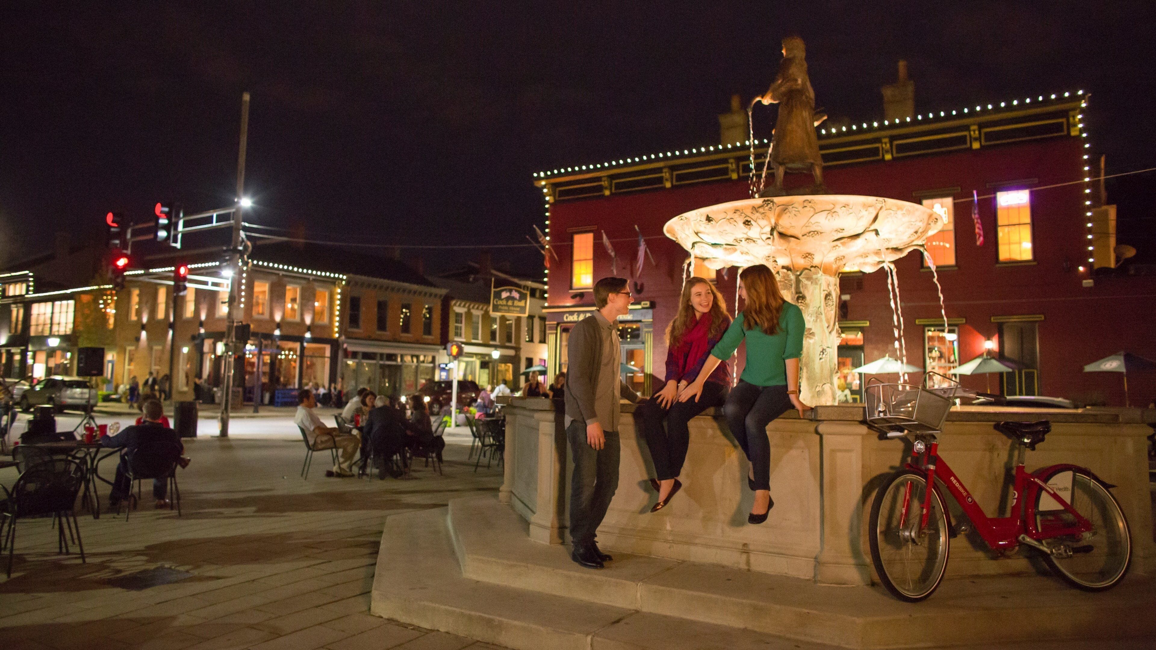 MainStrasse Village featuring a fountain, street scenes and night scenes