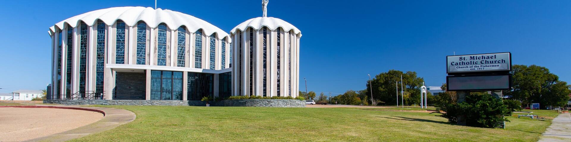 St. Michael Parish Catholic Church showing signage and a church or cathedral