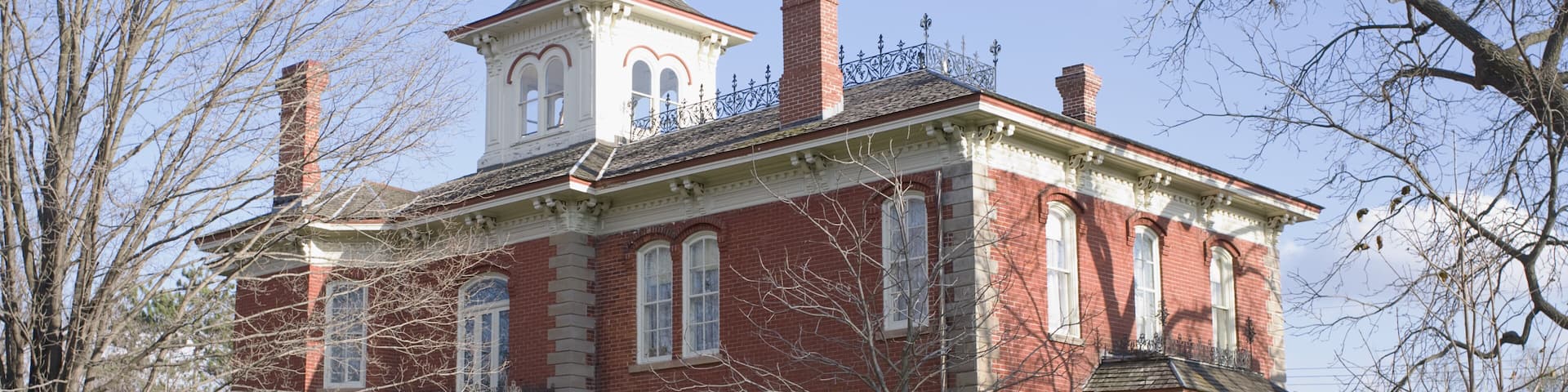 Cook-Rutledge red brick historic mansion in Chippewa Falls Wisconsin of the High Victorian Italianate architectural style