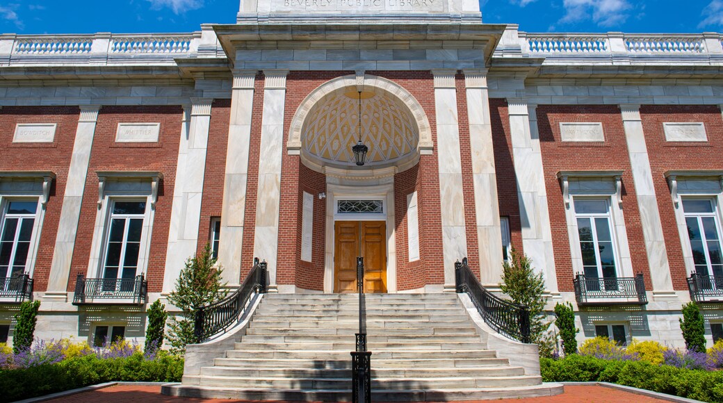 Beverly Public Library at 32 Essex Street in historic city center of Beverly, Massachusetts MA, USA.