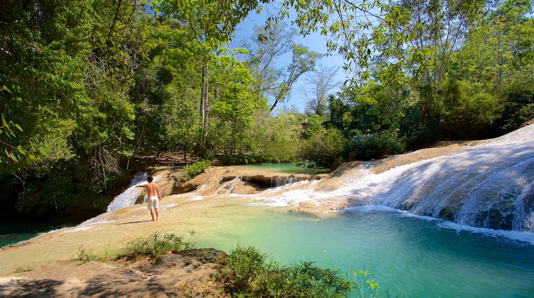 Cascada de Roberto Barrios som viser en flod eller et vandløb såvel som en mand