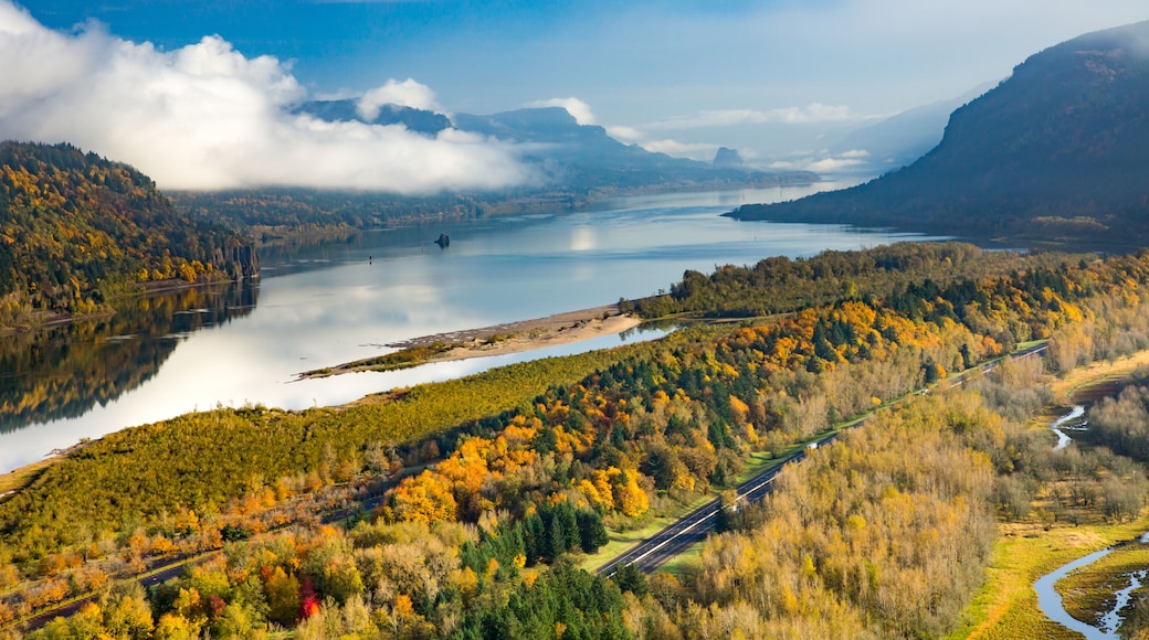 View from Crown Point of the Columbia River and the Columbia River Gorge National Scenic Area, Oregon.
