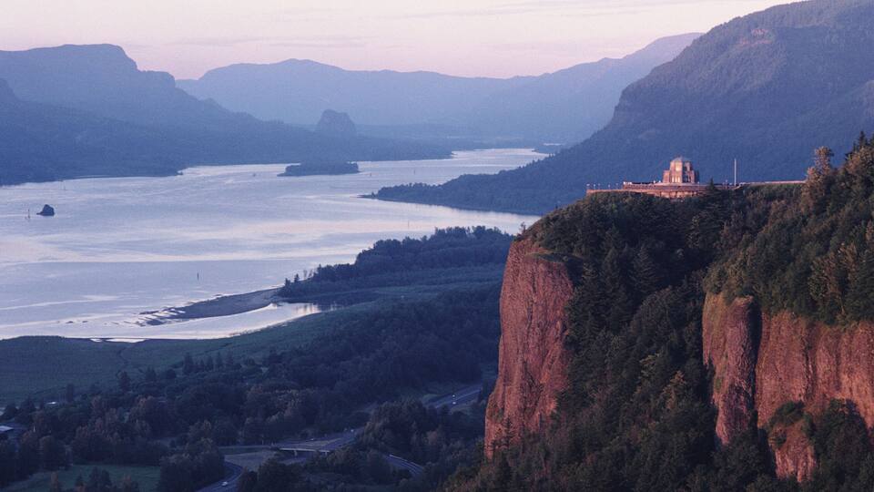 Aerial of the Columbia River Gorge, Oregon
