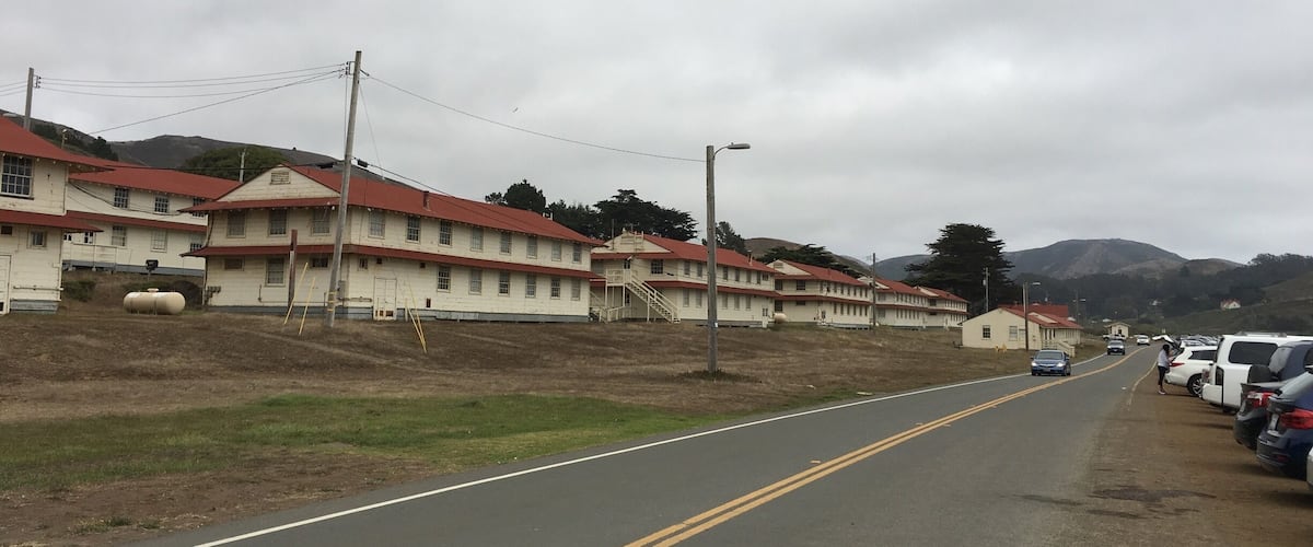 This area is full of old forts/old military bases.  Across from this is a beach that is great for camping.