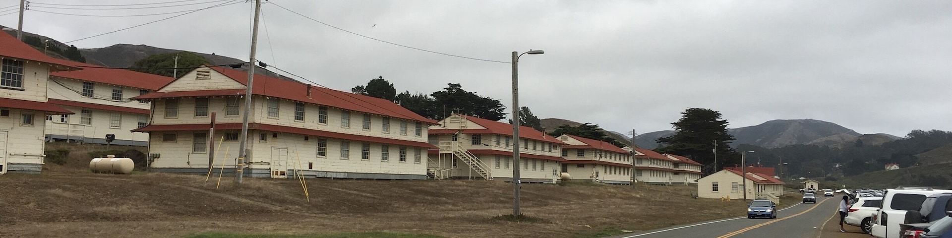 This area is full of old forts/old military bases. Across from this is a beach that is great for camping.