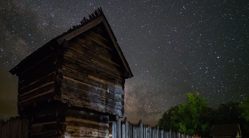 Milky Way over Prickett's Fort. This was the only line of defense from attack and weather for miles for wary pioneers and soldiers in (then) Virginia’s western frontier. #parks #details #wv #frontier #adventure