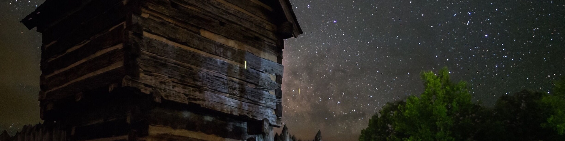 Milky Way over Prickett's Fort. This was the only line of defense from attack and weather for miles for wary pioneers and soldiers in (then) Virginia’s western frontier. #parks #details #wv #frontier #adventure