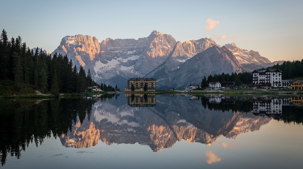 summer scene on the Lake Misurina, Dolomites Alps, Italy