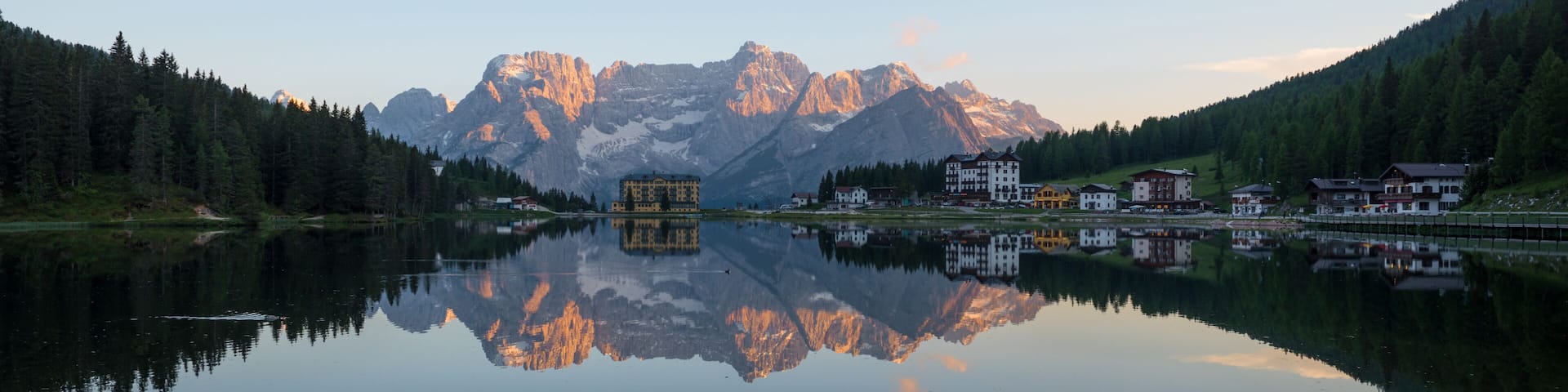 summer scene on the Lake Misurina, Dolomites Alps, Italy
