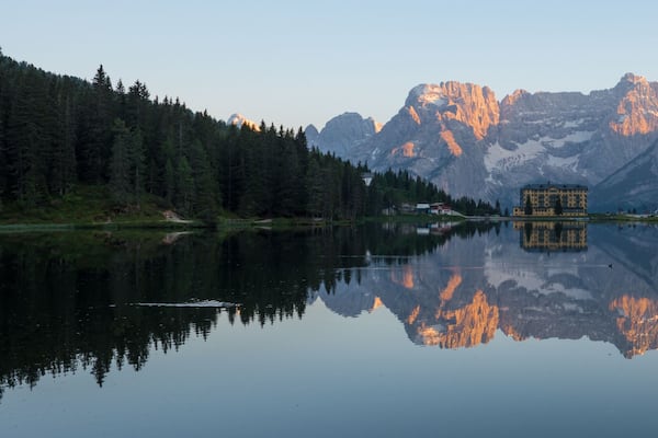 summer scene on the Lake Misurina, Dolomites Alps, Italy
