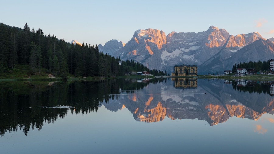 summer scene on the Lake Misurina, Dolomites Alps, Italy