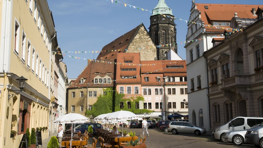 Old town with church St Mary Pirna Saxony Germany