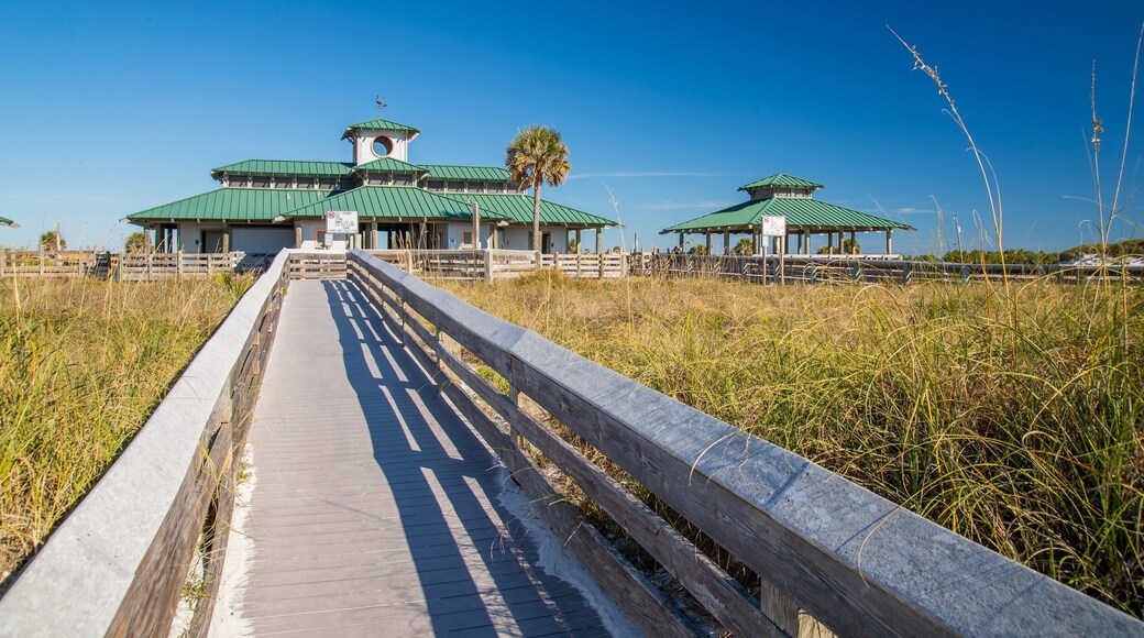 John Beasley Park showing a bridge and heritage elements