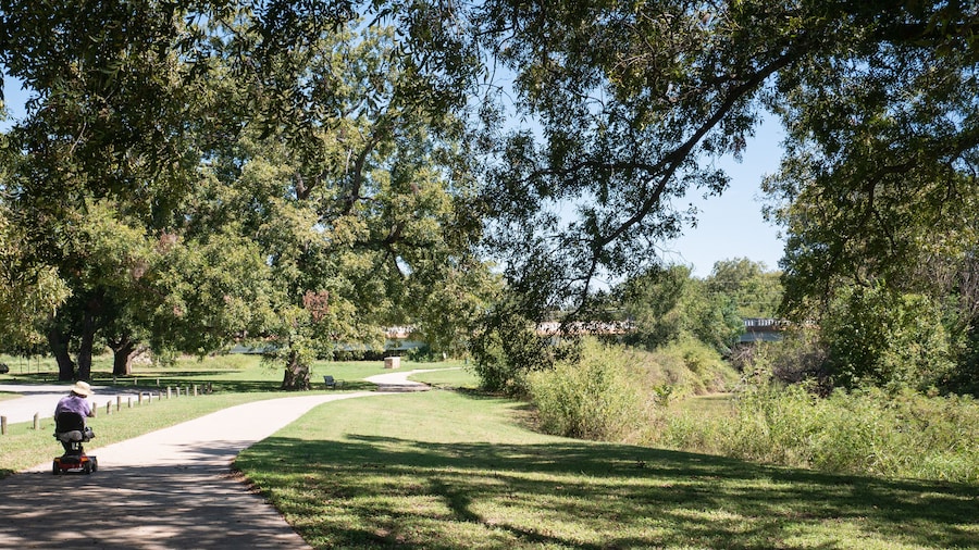 Stephenville Texas Park Trail where handicapped person rides a scooter
