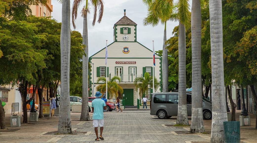 Philipsburg Courthouse featuring an administrative buidling and street scenes