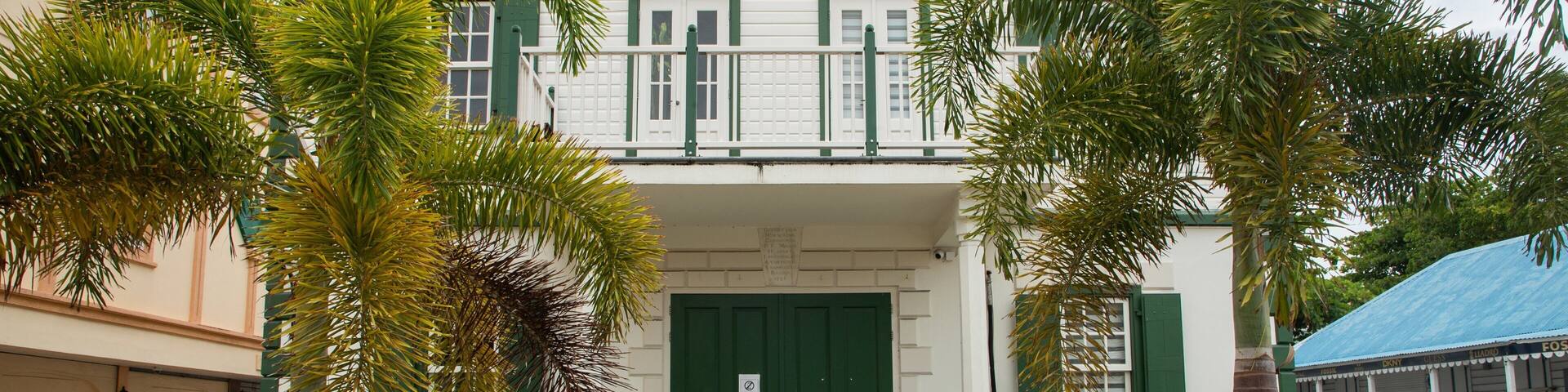Philipsburg Courthouse featuring heritage elements, an administrative buidling and signage