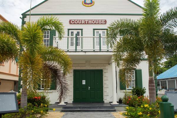 Philipsburg Courthouse featuring heritage elements, an administrative buidling and signage