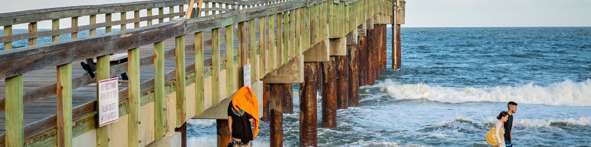 St. Johns County Ocean Pier showing general coastal views and a sandy beach