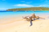 Caribbean beach with fishing boats at Playa la Ensenada, Dominican Republic