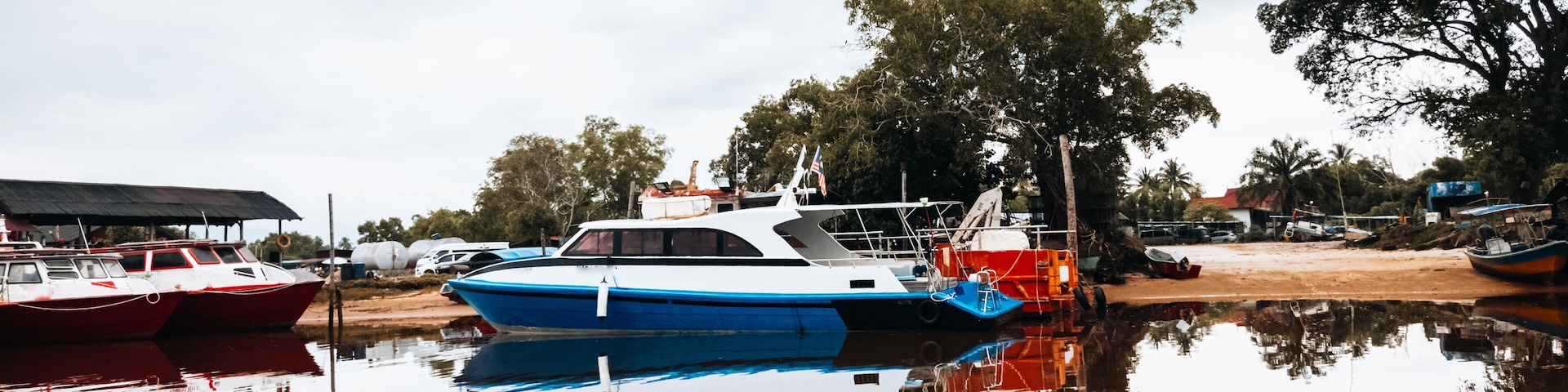 Luxury boats the Jetty in Merang, Terengganu, Malaysia.
