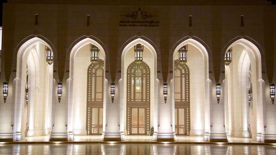 Royal Opera House Muscat featuring a square or plaza, night scenes and theater scenes
