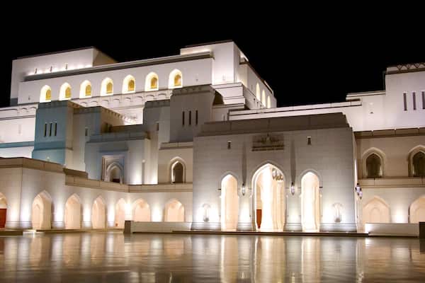 Muscat featuring a square or plaza, heritage architecture and night scenes
