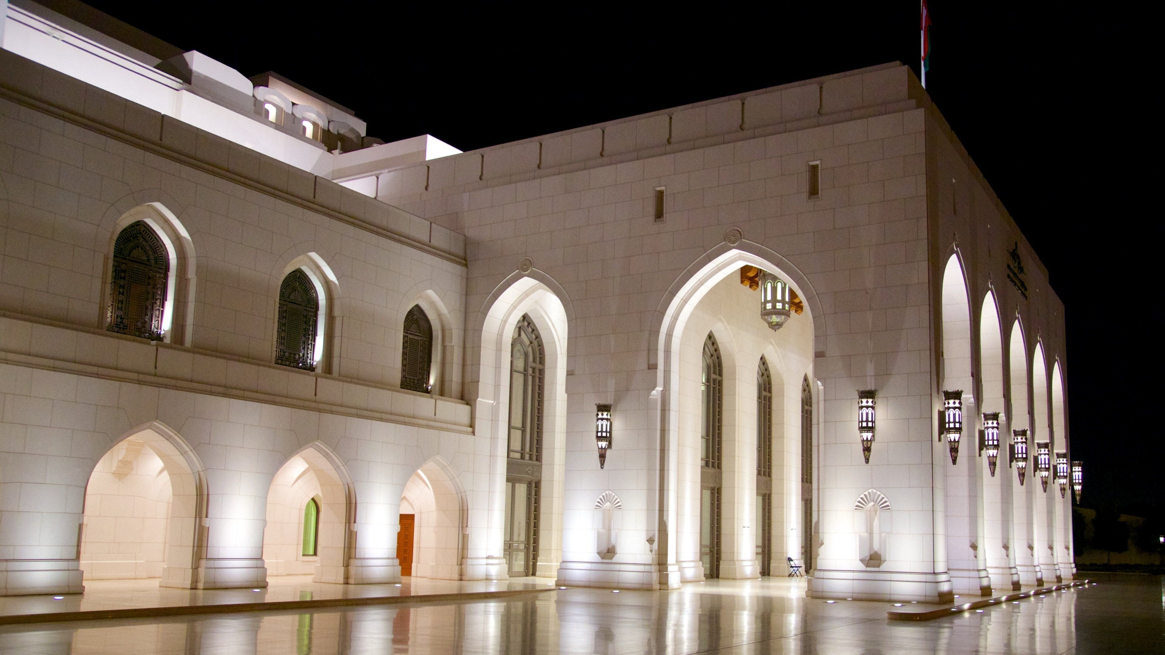 Muscat showing night scenes, heritage architecture and theater scenes