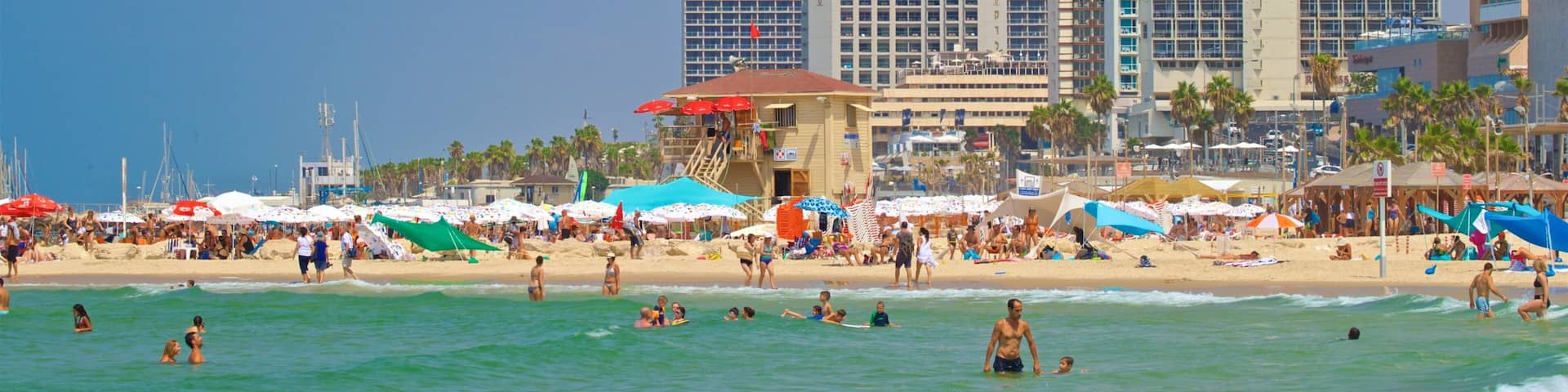 Jerusalem Beach showing general coastal views, a coastal town and a beach
