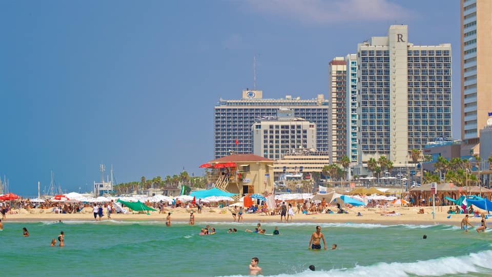 Jerusalem Beach showing general coastal views, a coastal town and a beach