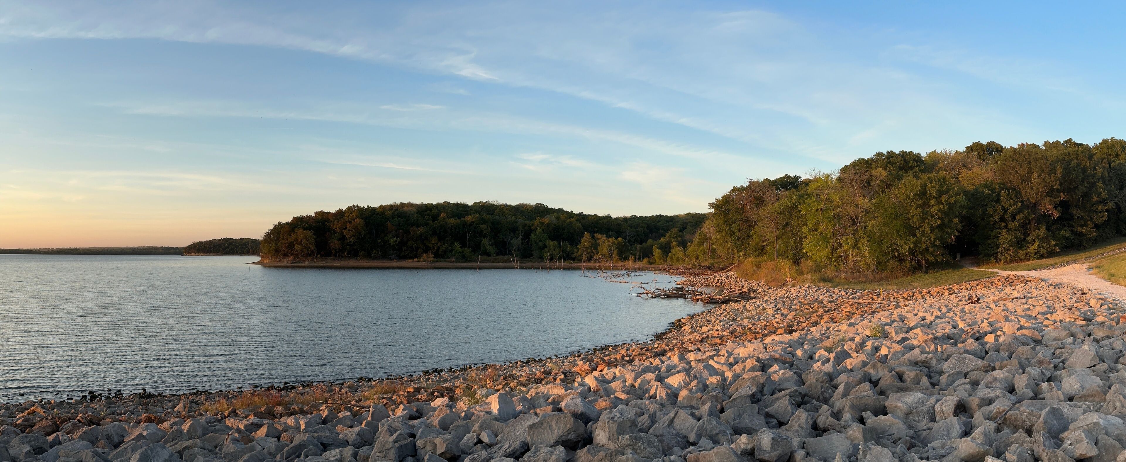Rocky Shore of Hillsdale Lake in Hillsdale, KS