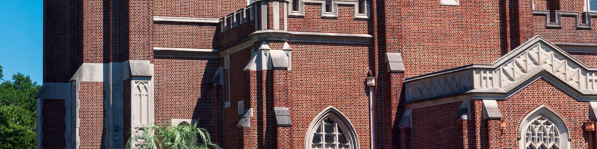 Historic bell tower and church in new orleans